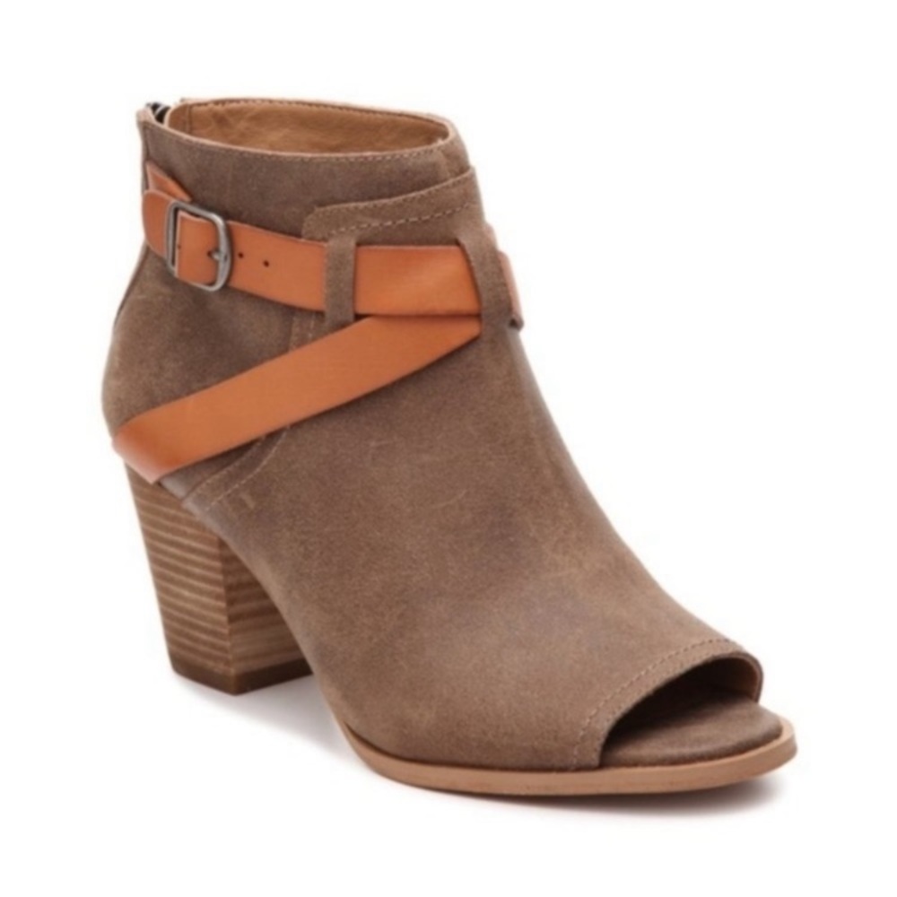 Brown Peep-Toe Ankle Booties